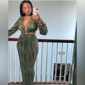 Green & Gold Maxi Dress